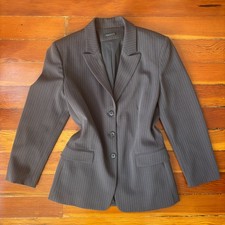 Tahari Minimalist Pinstripe Gray Blazer Suit Jacket SIZE 10