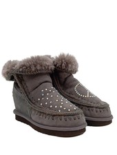 MOU Schlüpf-Stiefeletten Damen Stiefeletten Gr. DE 38 hellgrau Casual-Look