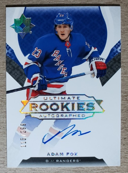 2019-20 Ultimate Collection Adam Fox Auto RC /299 New York Rangers Autograph