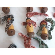 Vintage Snowman Jingle Bell Country Cottage Farm Ornaments SET OF 23