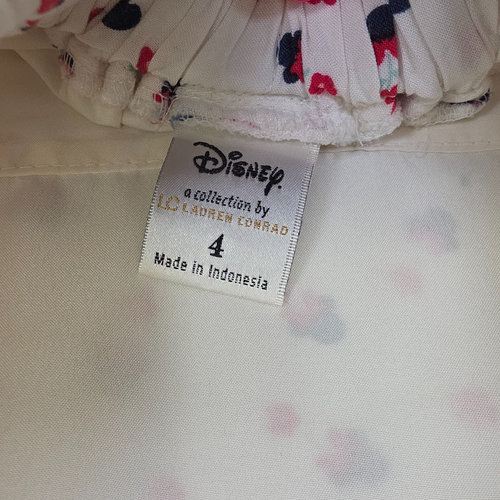 Disney Lauren Conrad Dress Womens 4 White Fit Flare Minnie Mouse Floral Coquette - Picture 7 of 15