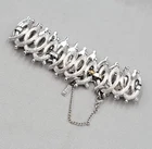 Vintage Monet Bracelet Textured Open Work Silver tone Wide Bracelet 6.5"