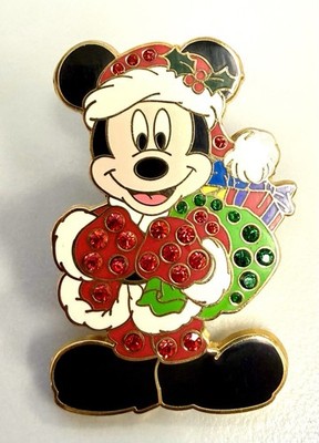 Disney Minnie Mouse Christmas Pin 2007 Rhinestone Holiday Official Trading