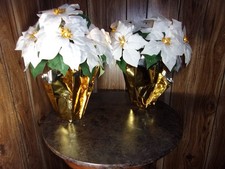 2 Pack 17" Lighted Large White Artificial Poinsettias