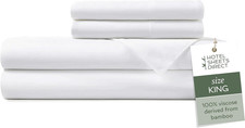 King Bamboo Viscose Sheet Set 4-Piece Cooling Silky Soft Deep Pocket White