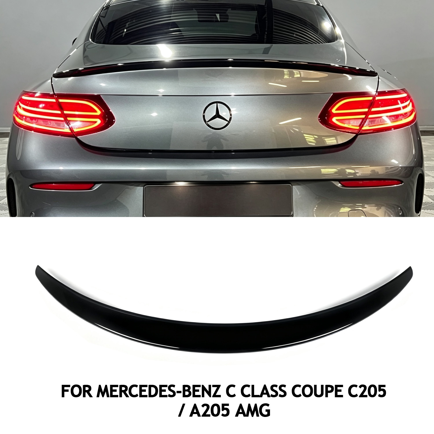 FOR MERCEDES C CLASS COUPE C205 A205 STYLE REAR BOOT SPOILER GLOSS BLACK UK