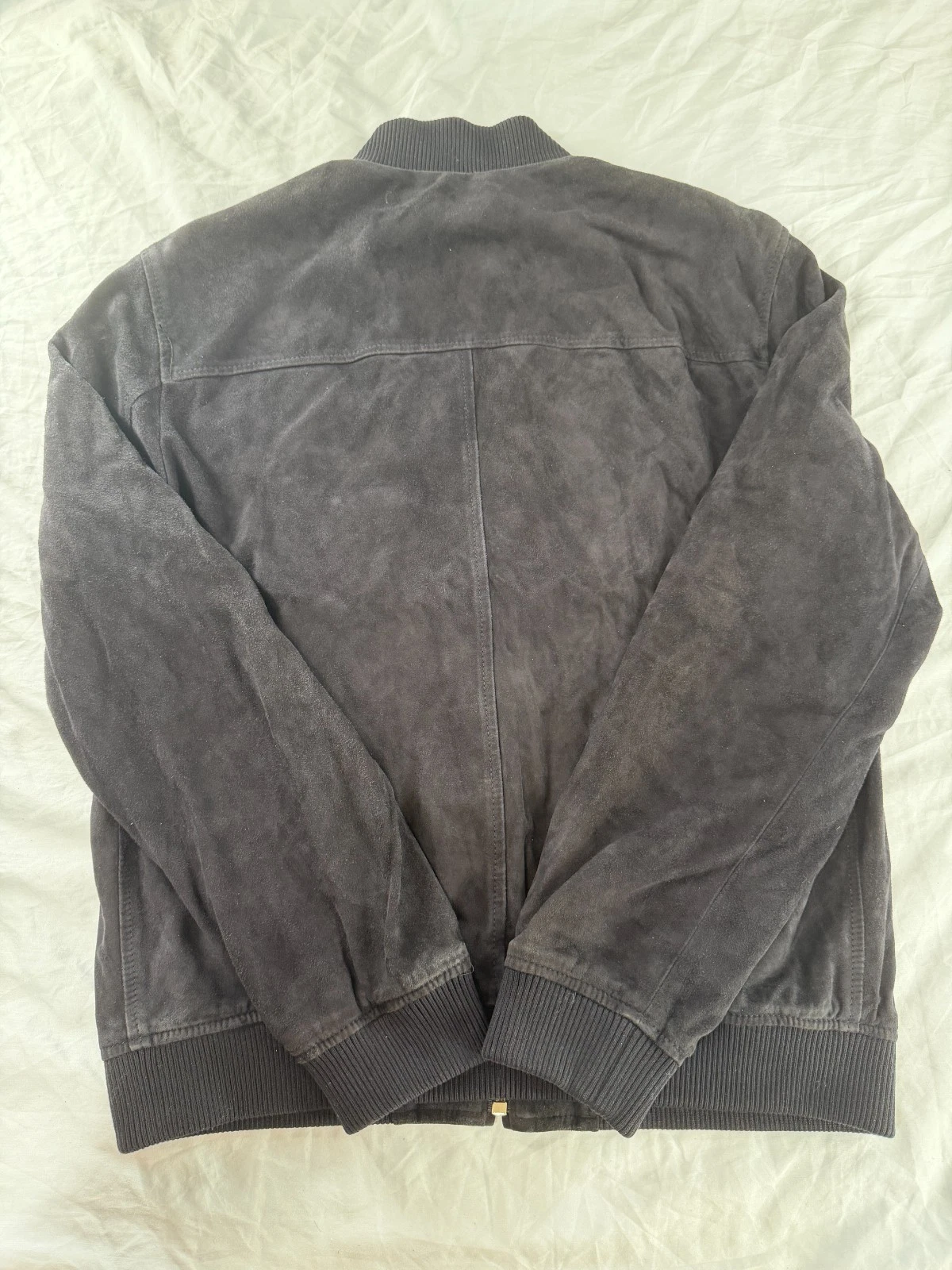 Bally Men's Navy Goat Suede Bomber Jacket IT 50 US 40 Made in Italy AS IS - product detail image 4