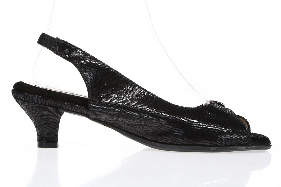 Sandalias de mujer BEAUTIFEEL negras brillantes con estampado a escala de cuero talla 37 M Foto 3 de 4