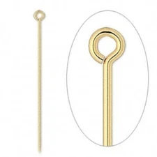 Eye Pin, 100 Gold Plated Brass 3 Inches Long 21 Gauge Eyepins Eye Pins