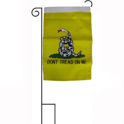 12x18 12''x18'' Gadsden Don't Tread On Me White Snake Sleeved w/ Garden Stand Flag