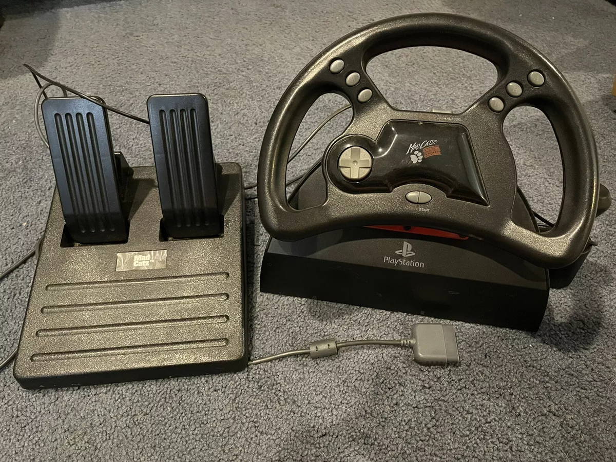 Mad Catz Racing Analog Steering Wheel and Pedals Playstation 1 PS1 Black  Vintage