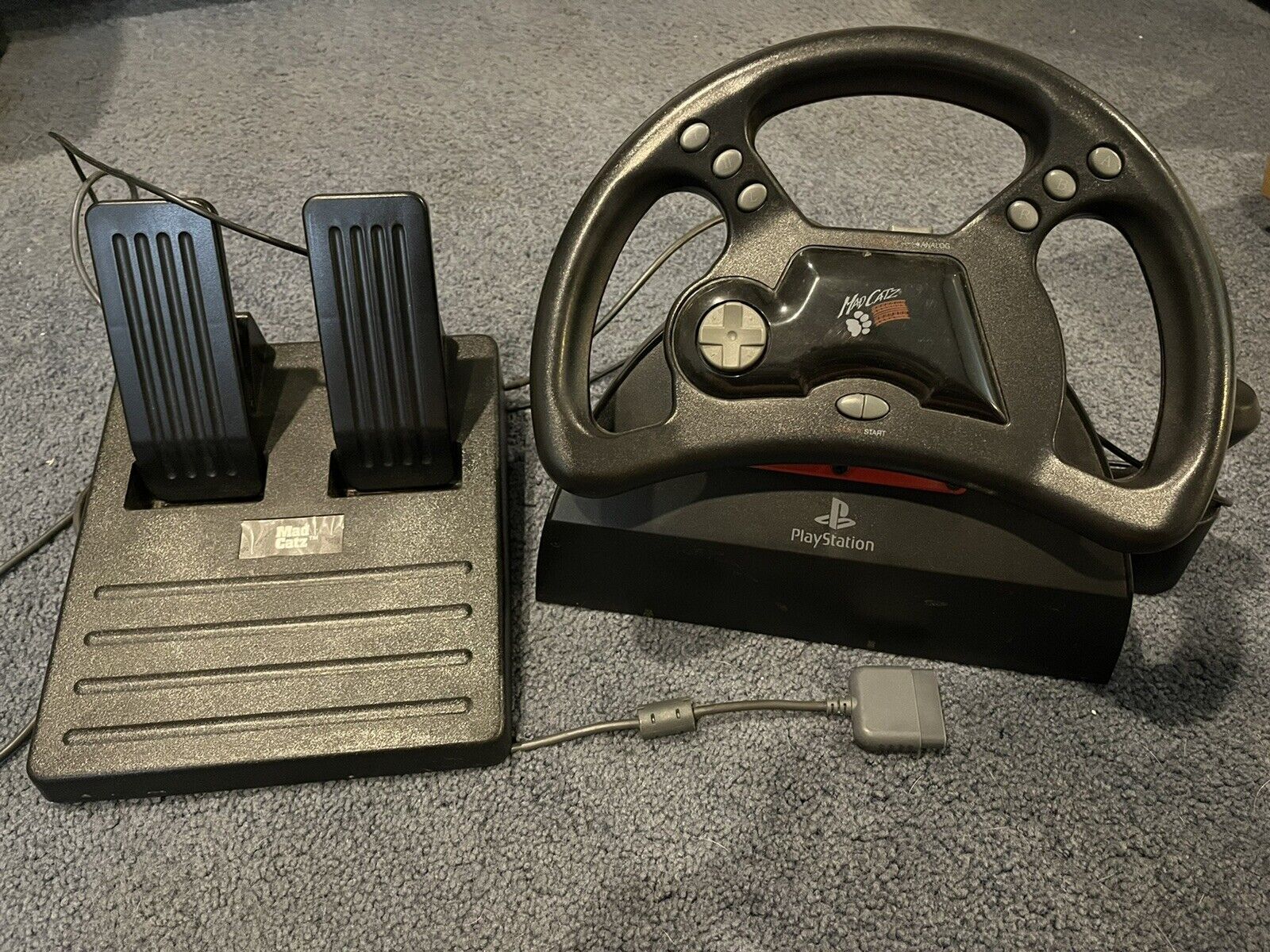 Mad Catz Racing Analog Wheel and Pedals Playstation 1 PS1 Black Vintage | eBay