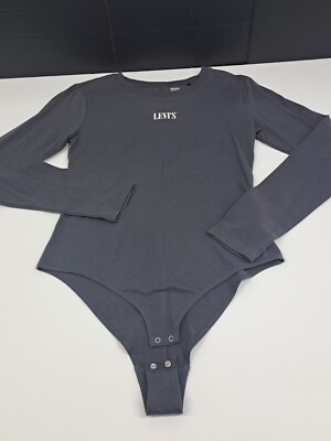 Levi's Bodysuit Women Size Medium Grey Long Sleeve #5295
