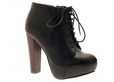 WOMENS LADIES LACE UP PLATFORM WOODEN BLOCK HIGH HEEL BOOTIES ANKLE BOOTS SZ 3-8 - Picture 6 of 108