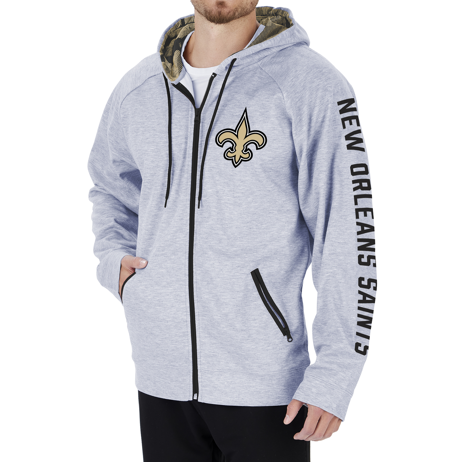 Мужская толстовка Zubaz NFL New Orleans Saints на молнии с камуфляжными линиями