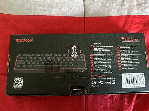 Redragon Fizz RGB K617-RGB Gaming Mechanical Keyboard 60% Compact - Red - NEW - Picture 2 of 3