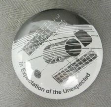 Vtg NASA SPACE SHUTTLE Pin Button LAUNCH GUEST 'In EXPECTATION of the UNEXPECTED