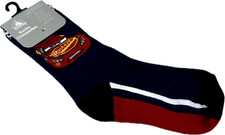 Disney Store Kids Blue Crew Cotton Stripe Pixar Cars Lightning McQueen Sock Sz L