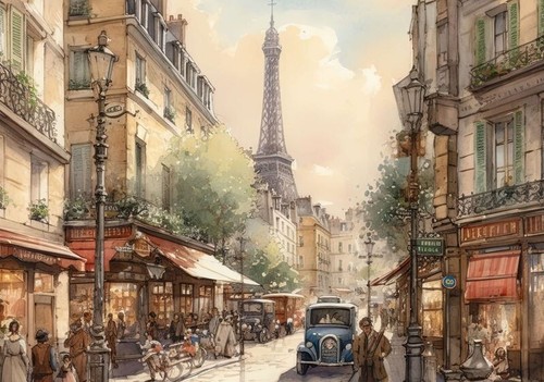 Eiffel Tower Romantic Paris Watercolour Painting Poster Wall Art Print A3 A4 A5 - Picture 4 of 6