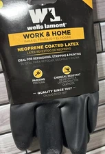 Wells lamont L work & home neoprene coated latex gloves NWT