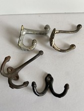 Vintage Cast Iron Brass Coat Hooks - Lot of 4