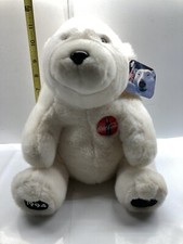 Vintage 1994 Coca Cola Christmas Polar Bear Stuffed Animal White 11 Plush Coke