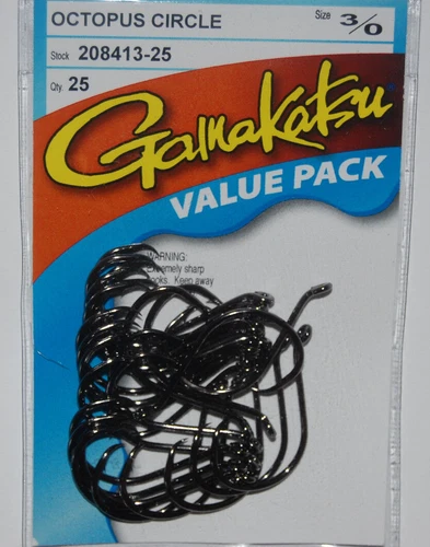 gamakatsu octopus circle hooks 3/0 25 pr pack 208413-25 value pack authentic