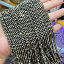 2/3/4mm Real Natural Shining Micro Faceted Pyrite Round Beads for Jewelry Making