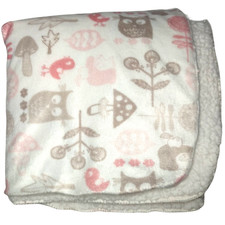 SL Home Fashions Owl Blanket Plush Sherpa Bird Mushroom Beige Pink Brown 119741