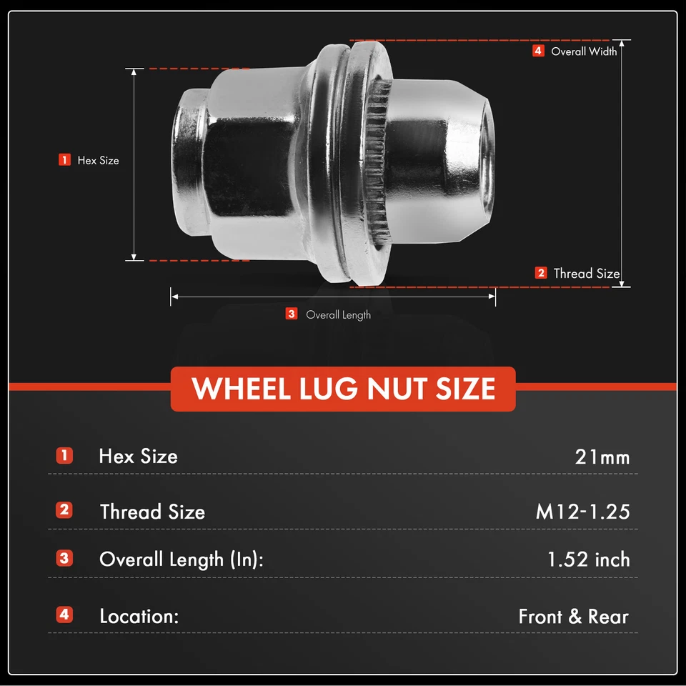 20x M12-1.25 porca de roda dianteira e traseira para Nissan Murano Maxima INFINITI QX50 - Imagem 2 de 4