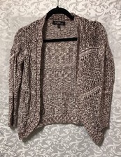 Sugar Rush Girls XL Maroon  White Open Front Loose Knit Cardigan