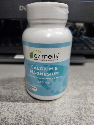 EZ Melts Calcium Plus D3 and Magnesium, 500 mg, Sublingual Vitamins, 100 Tablets
