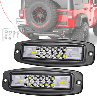2X 7'' Flush Mount Pods 80W LED Light Bar Combo Driving Reverse OffRoad 4WD ATV