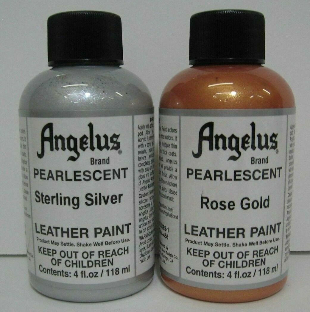 Angelus Pearlescent Leather Acrylic Paint, Ounce Silver or Rose