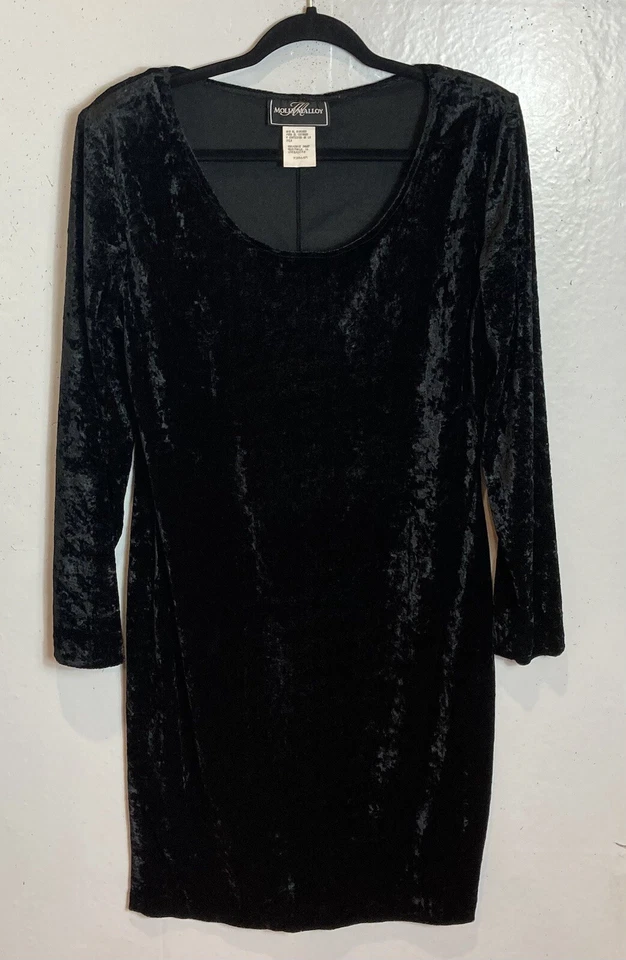 Vestido midi vintage Molly Malloy terciopelo aplastado talla 16 negro grunge hada gótico Foto 2 de 4