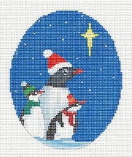 SP.ORDER  Penguin Family  Christmas Star 5" HP Needlepoint Canvas Scott Church