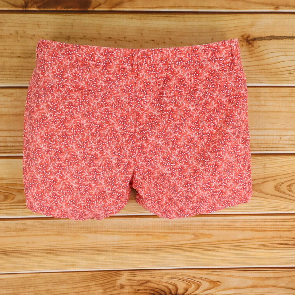 Shorts feminino Old Navy tamanho 12 laranja floral 100% algodão chinos cintura média bolsos - Imagem 2 de 4