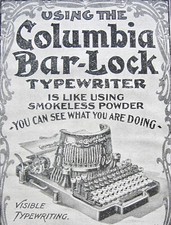 COLUMBIA BAR-LOCK VISIBLE TYPEWRITER Old Writing Machine Image Vtg 1898 Print Ad thumbnail