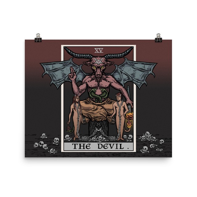 The Devil Tarot Card Poster Baphoment Gothic Satanic Witch Halloween Wall Art | eBay
