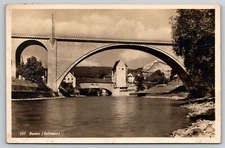 Baden Town in Switzerland Postcard RPPC Real Photo POSTED