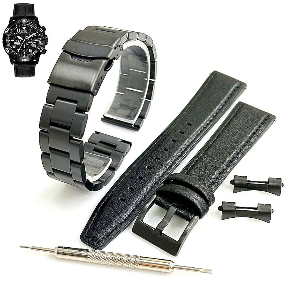 Steel and Leather Replacement Watch Band Fits Citizen BL5259-08E