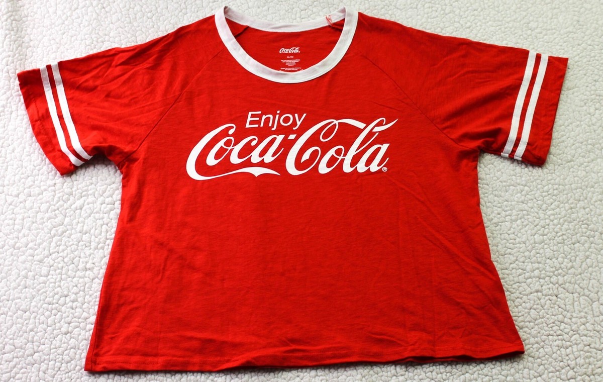 Coca-Cola Enjoy Multicolor Striped Women's Crop Top T-Shirt Red XL