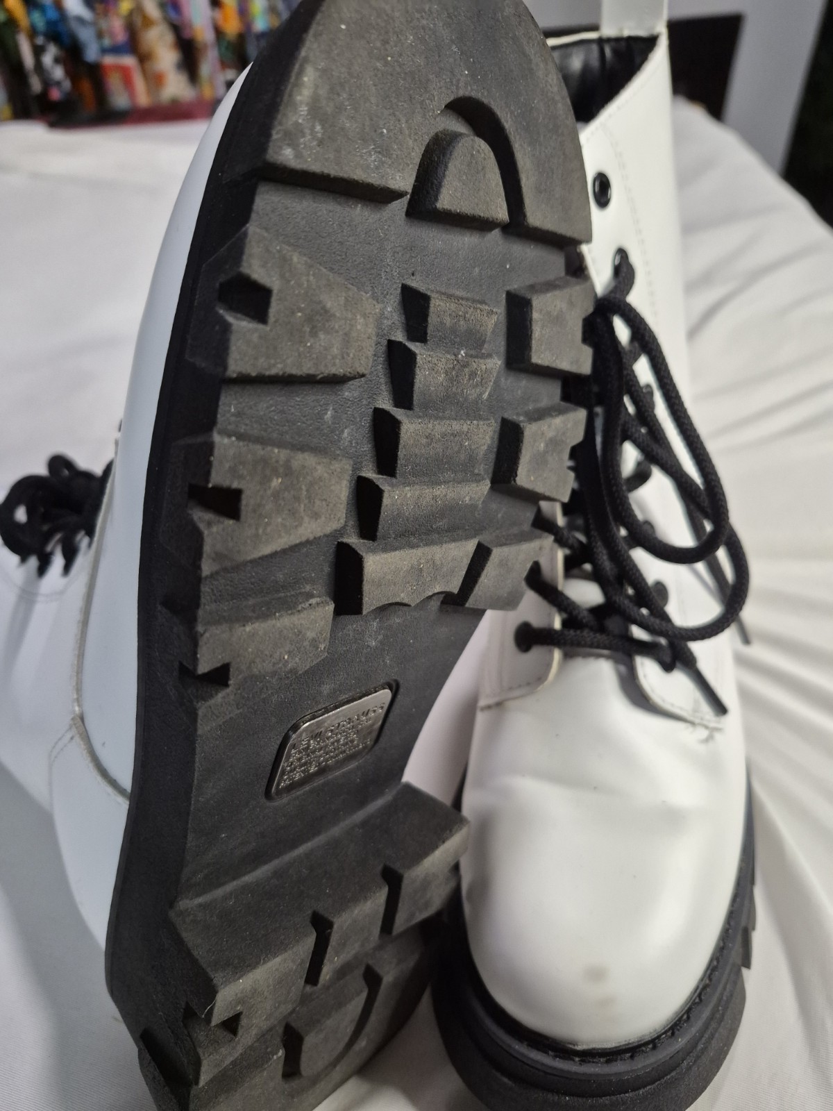 Levi's White Boots Combat Womens Laces Zipper Platform Black Sole 8.5 thumbnail 11