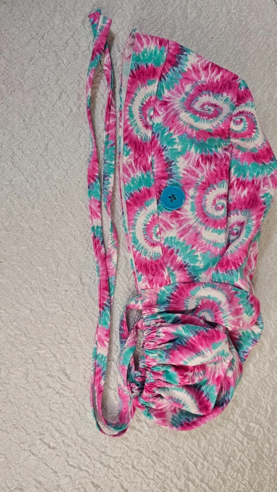 Handmade Surgical Nurses Cap for Long Hair with Button and Tie - Image 3 of 4