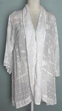 Johnny Was White Embroidered Eyelet 3/4 Sleeve Kimono Duster Jacket S