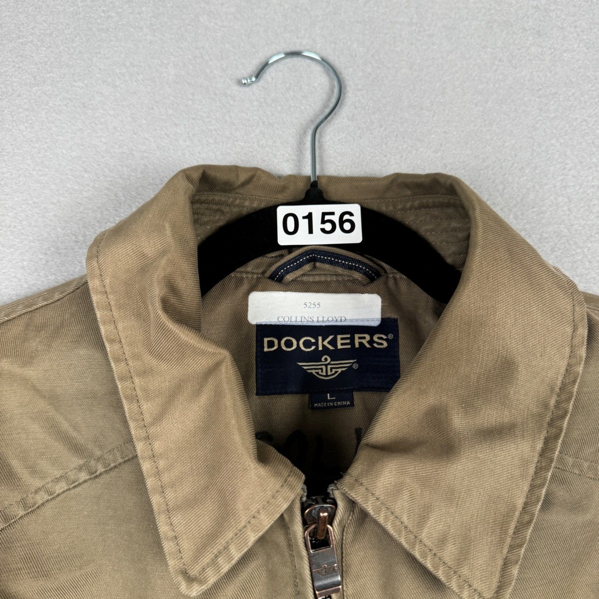 Dockers Mens Harrington Jacket Large Khaki Tan Quilt Lined Full 