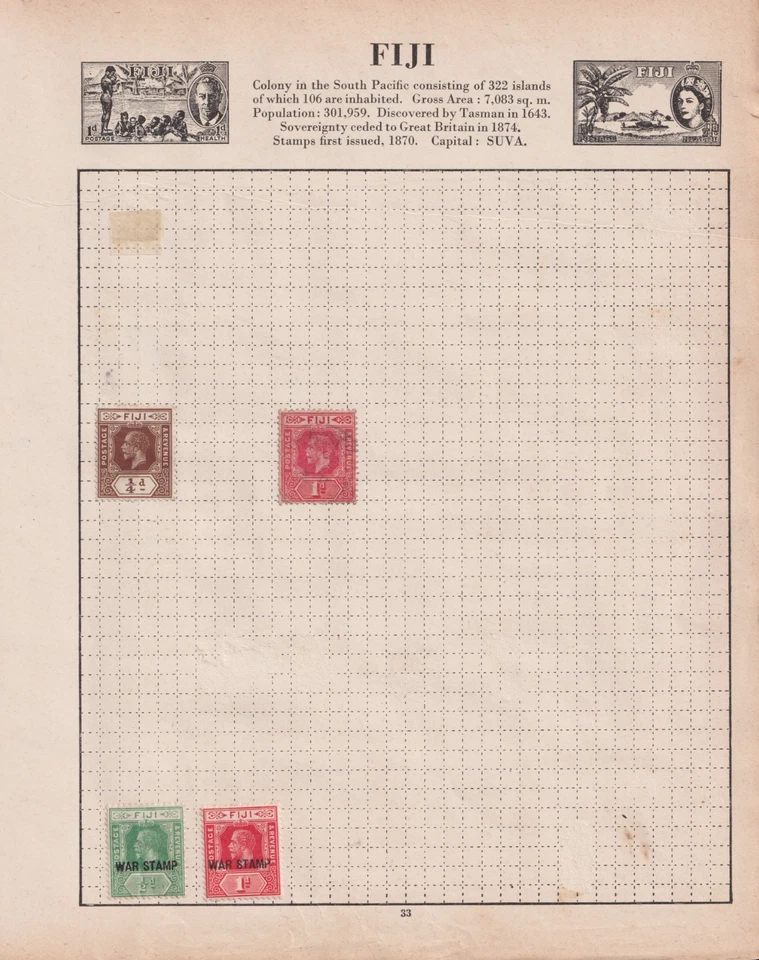 Colección de estampillas FIJI en 17 páginas - Estado mixto - QV en adelante Foto 3 de 4