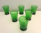 6 Vintage Anchor Hocking Whirly Twirly Green Depression Glass Water Tumblers