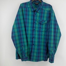 Under Armour HeatGear Men's 2XL Blue Green Plaid Long Sleeve Button Down Shirt
