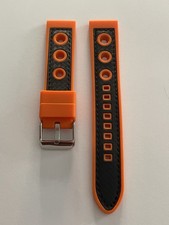 Carbon Fibre Grain Calf Leather & Silicone 20mm Watch Strap Premier Quality